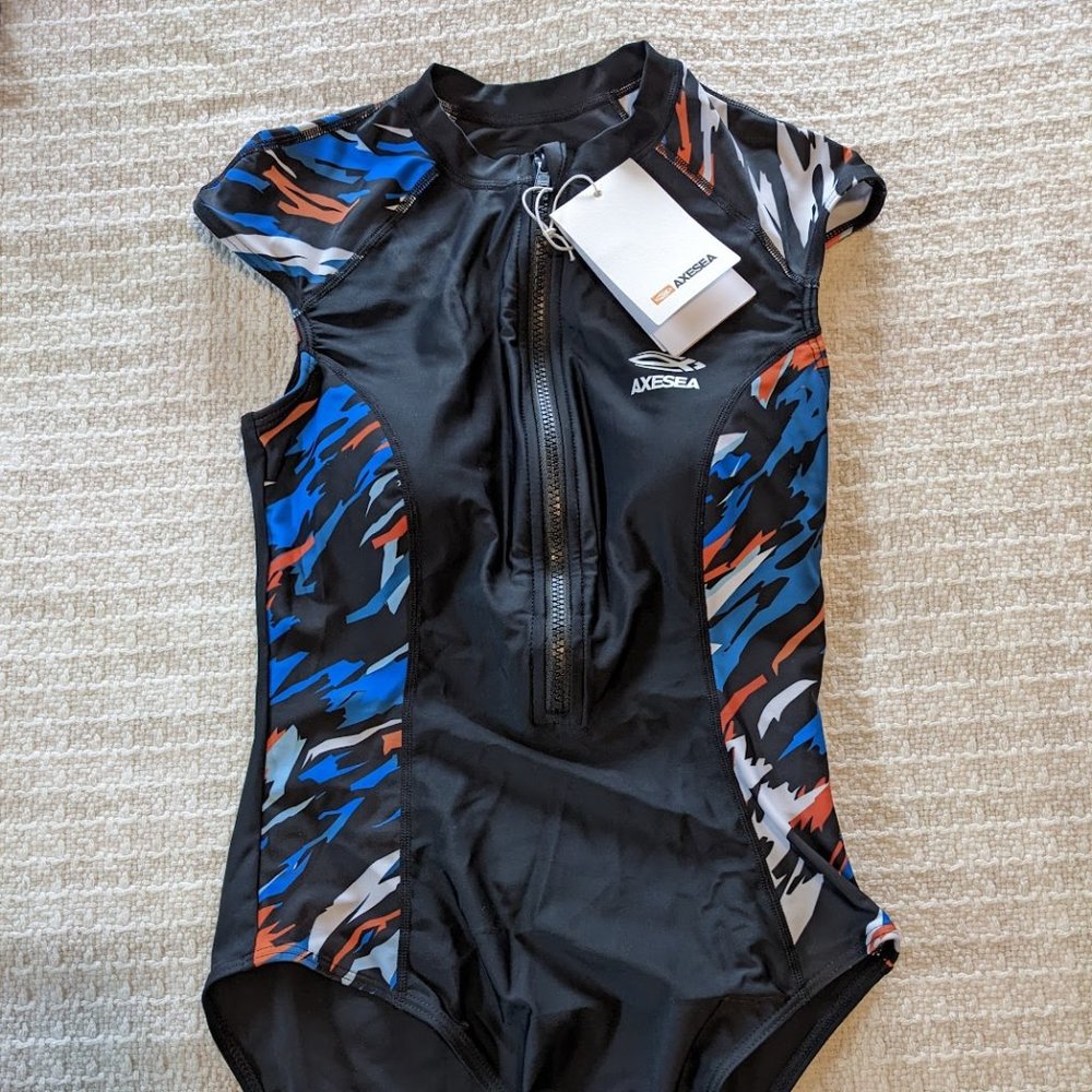 Tide Front Zipper One Piece Sleeveless Swimsuit From Axesea